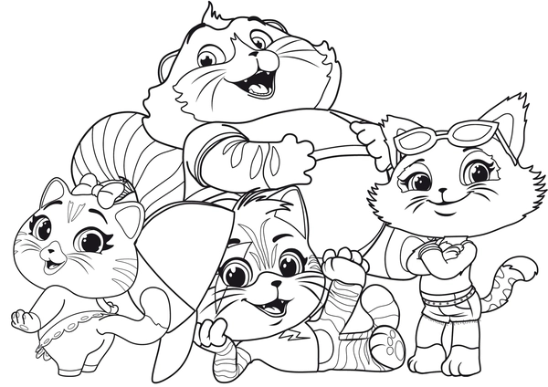 Cats 44 Together Coloring Page