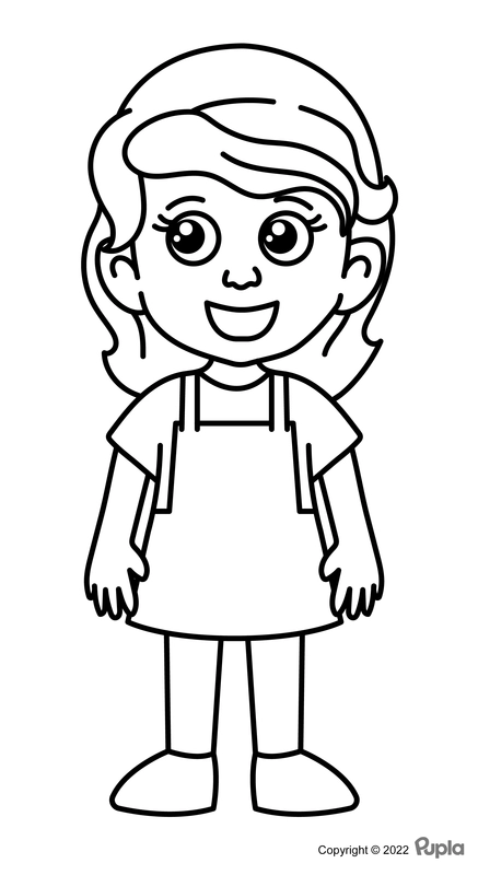 Girl Easy and Cute Coloring Page