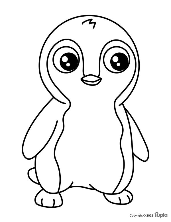 Dibujo para Colorear Pingüino Fácil y Bonito