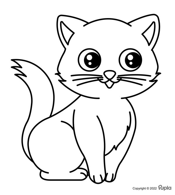 Dibujo para Colorear Gato fácil y bonito