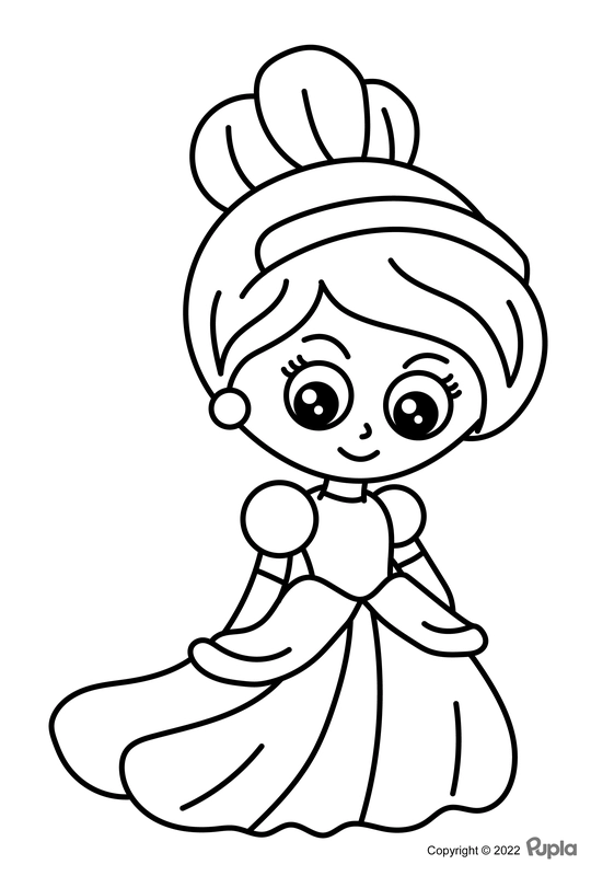 🖍️ Princesa Fácil Y Bonita Dibujo Para Colorear Gratis Para Imprimir 6151