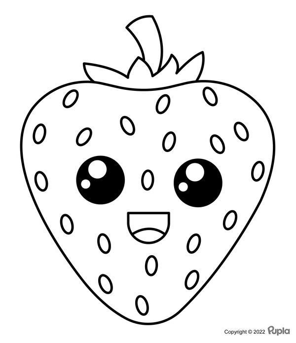 Kawaii Strawberry Easy and Cute Coloring Page