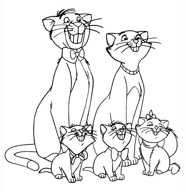 Cats Aristocats Together Coloring Page