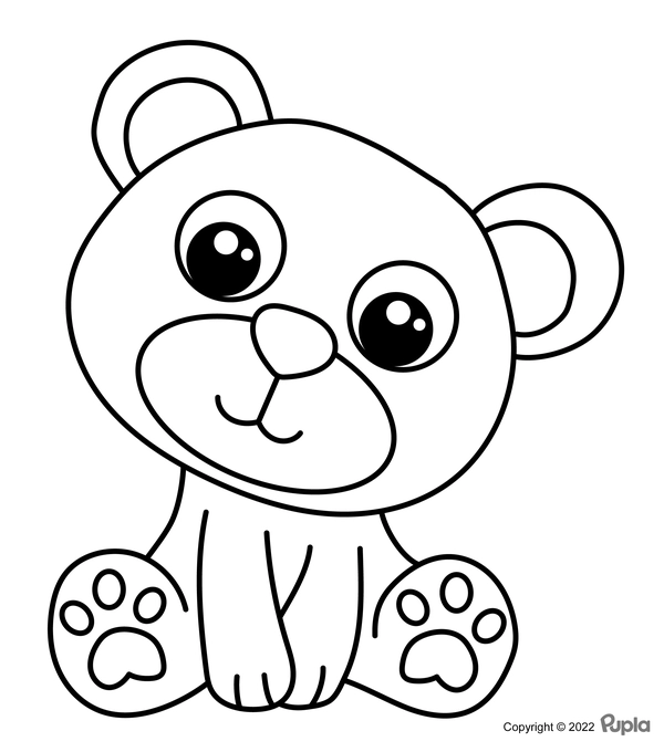 Dibujo para Colorear Bear Cute and Easy