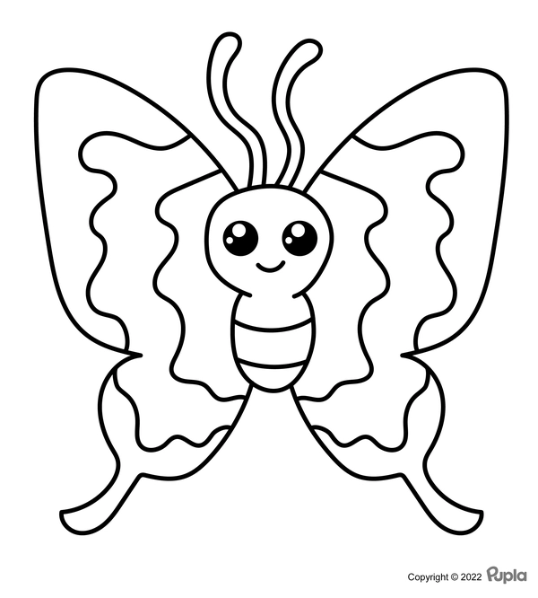 Dibujo para Colorear Mariposa fácil y bonita
