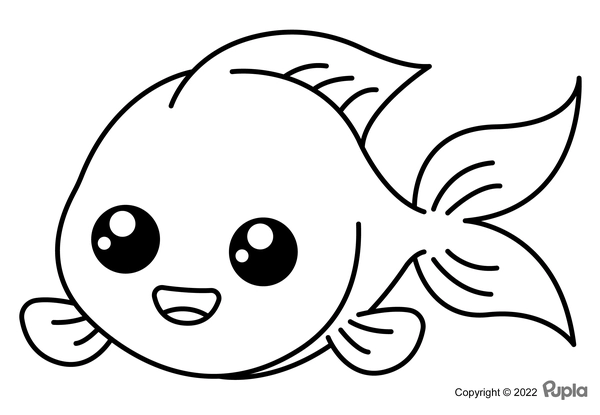 Dibujo para Colorear Goldfish Fácil y Bonito