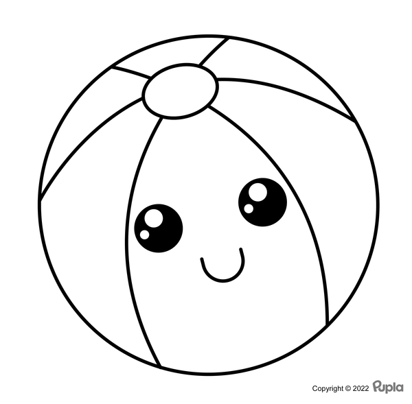 Free Printable Beach Ball Coloring - Beach Ball Easy Cute.webp