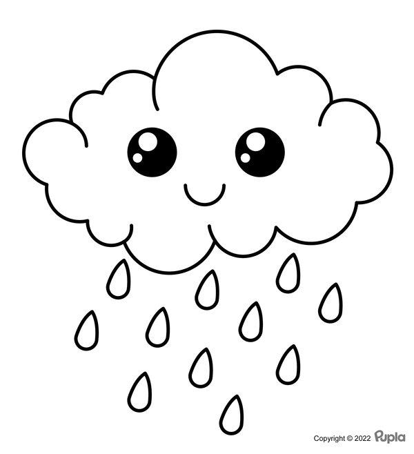 Kawaii Cloud Easy and Cute Coloring Page