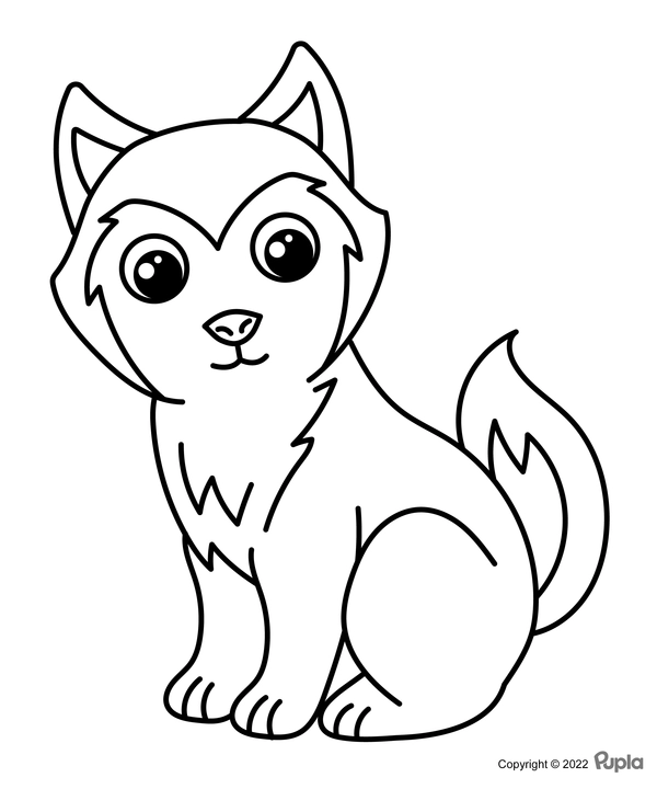 Dog Easy and Cute Coloring Page