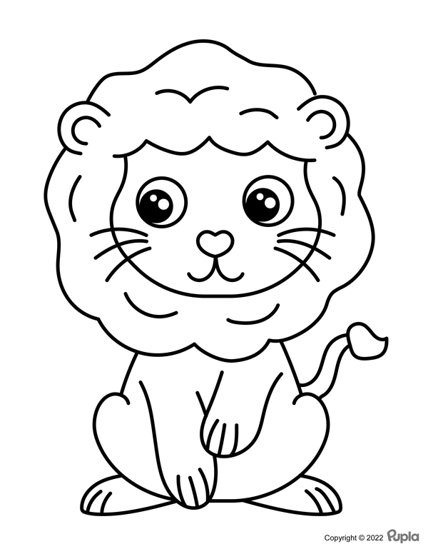 Lion Easy and Cute Coloring Page