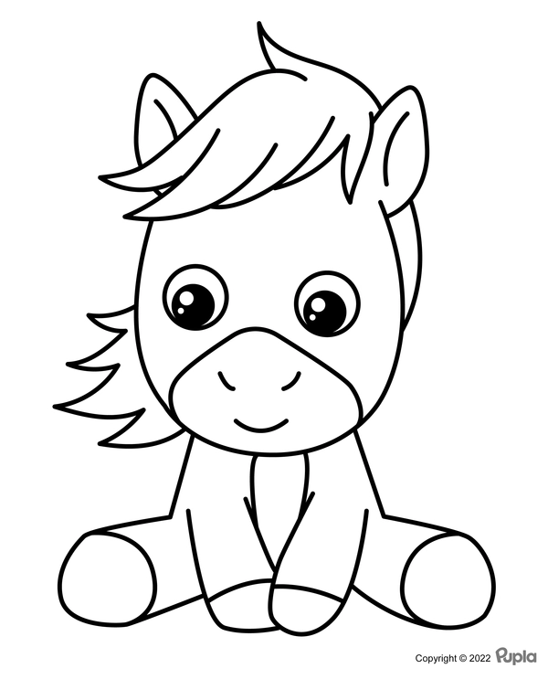 Horse Easy and Cute - Printable Coloring Page for Free 