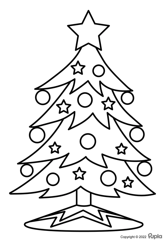 Christmas Tree Easy and Cute Coloring Page
