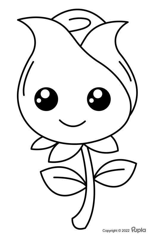 Rose Easy and Cute Coloring Page