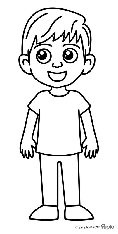 Boy Easy and Cute Coloring Page