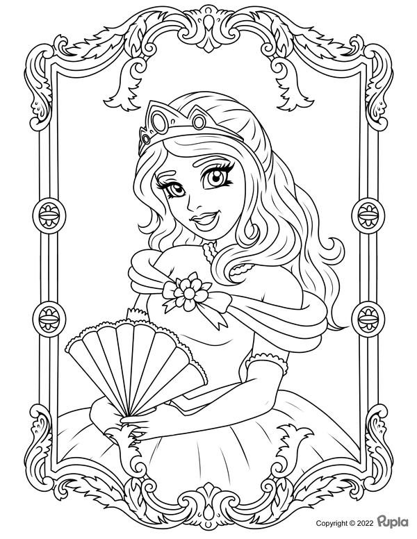 Dibujo para Colorear Princesa en el espejo