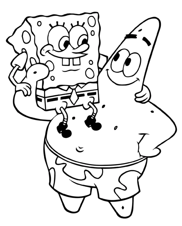 Patrick hebt Spongebob Ausmalbild