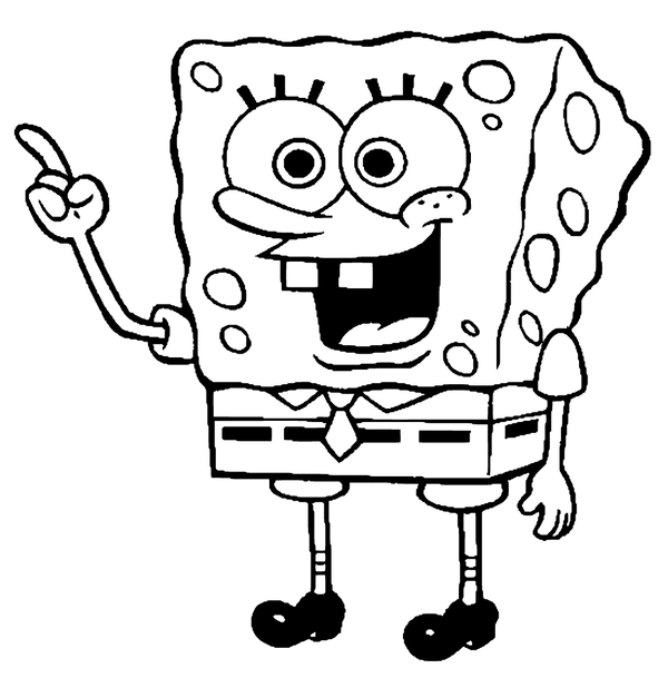 Dibujo para Colorear Bob Esponja señalando con el dedo