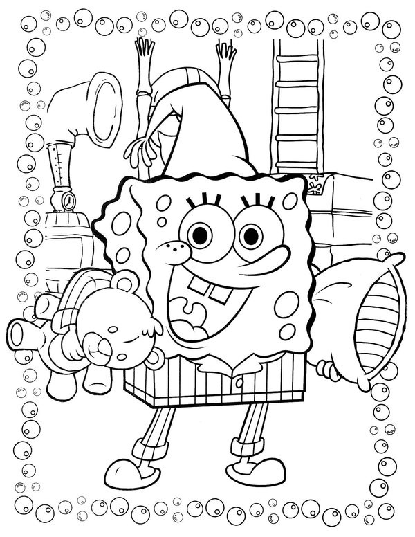 Spongebob bereit fürs Bett Ausmalbild