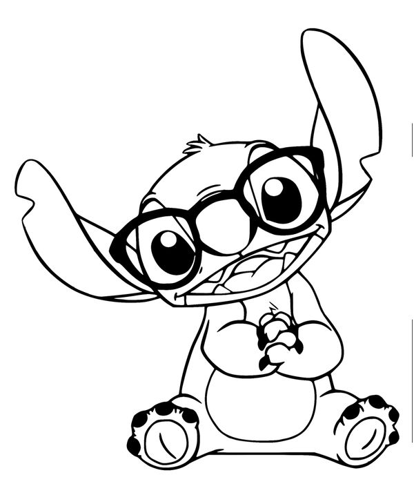 Stitch Cute Wearing Glasses Coloring Page