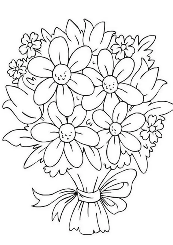 Coloriage Bouquet de fleurs adulte (Dessin de fleur à imprimer)