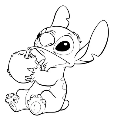 Stitch Drinking from Coconut