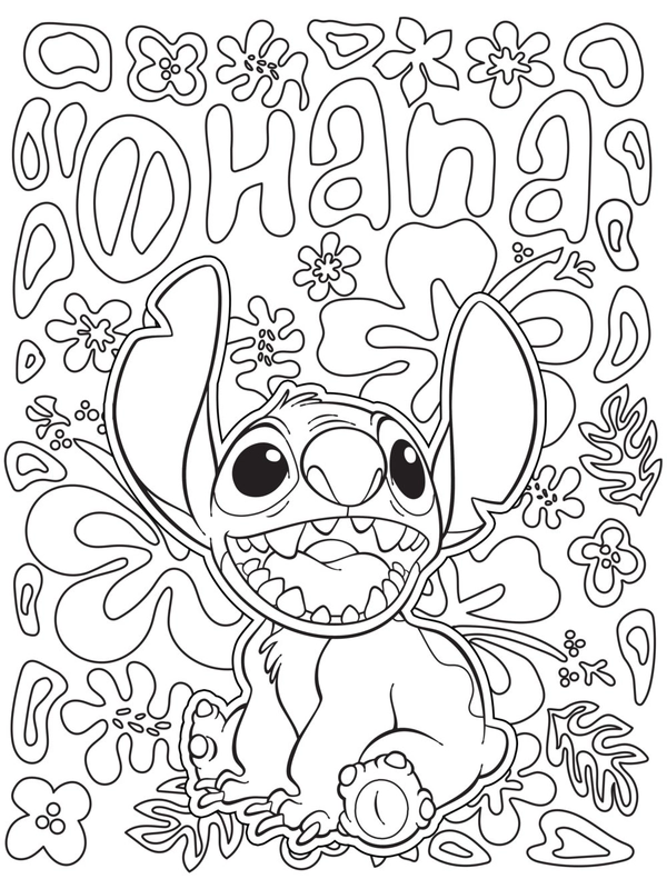 Coloriage Stitch artistique Ohana