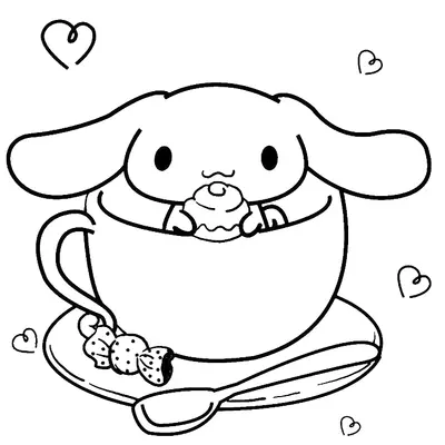 Cinnamoroll dans une tasse avec un cupcake