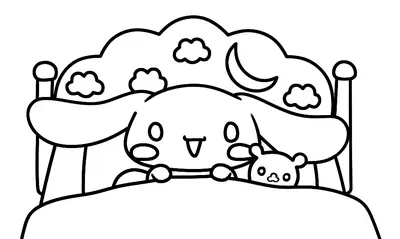 Cinnamoroll in bed met teddybeer