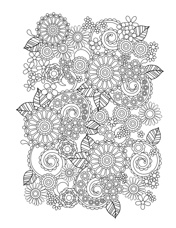 Flowers Detailed Coloring Page