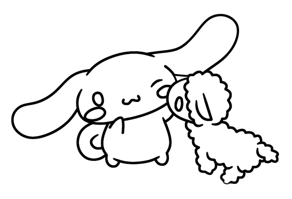 Cinnamoroll Licked by Sheep Coloring Page