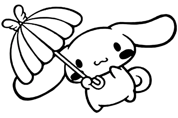 Cinnamoroll met een paraplu Kleurplaat
