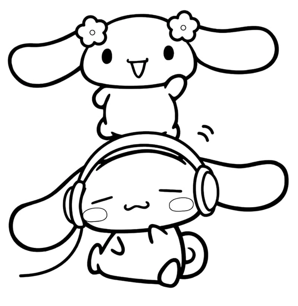 Cinnamoroll met koptelefoon Kleurplaat