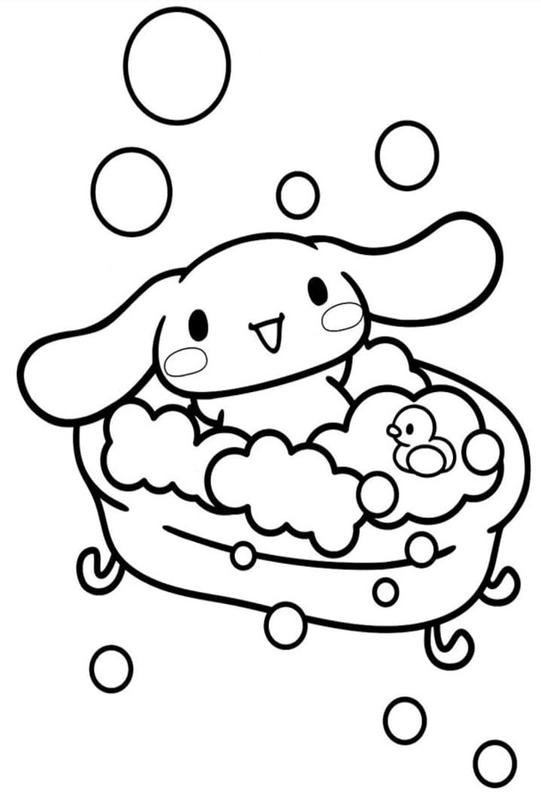 Coloriage Cinnamoroll prend un bain