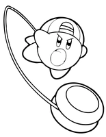 Kirby jouant avec un Yo-Yo