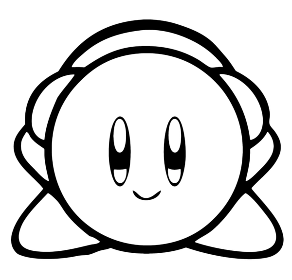 Kirby met Koptelefoon Kleurplaat