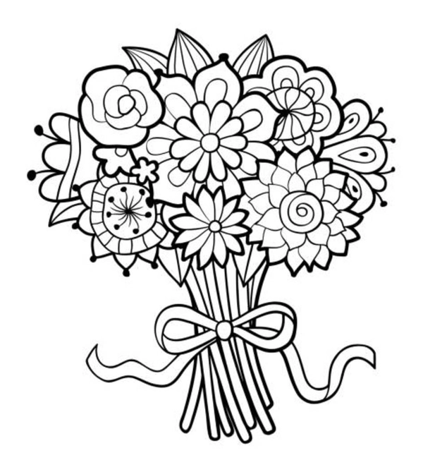 Dibujo para Colorear Ramo de flores grande