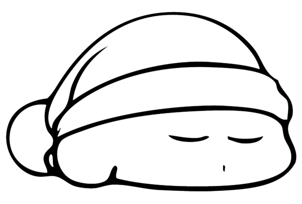 Kirby Slaapt met Muts op Kleurplaat