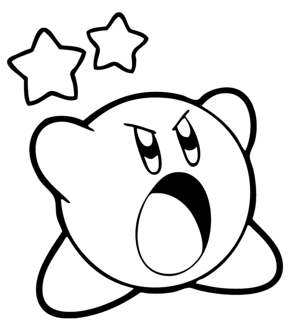 Kirby is Angry - Printable Coloring Page for Free 
