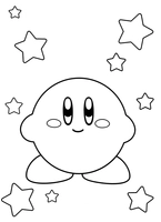 Kirby Surrounded by Stars