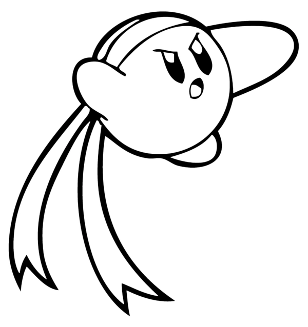 Kirby es un Ninja - Dibujo para Colorear Gratis para Imprimir -
