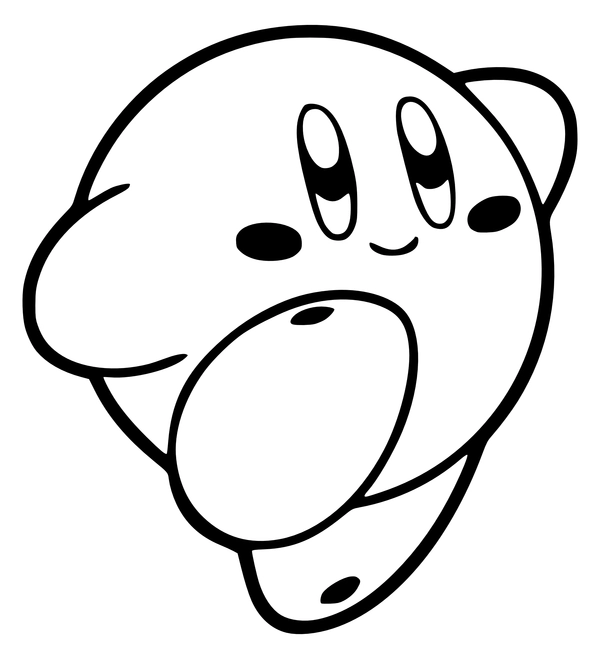 Dibujo para Colorear Kirby Feliz y Saltarín