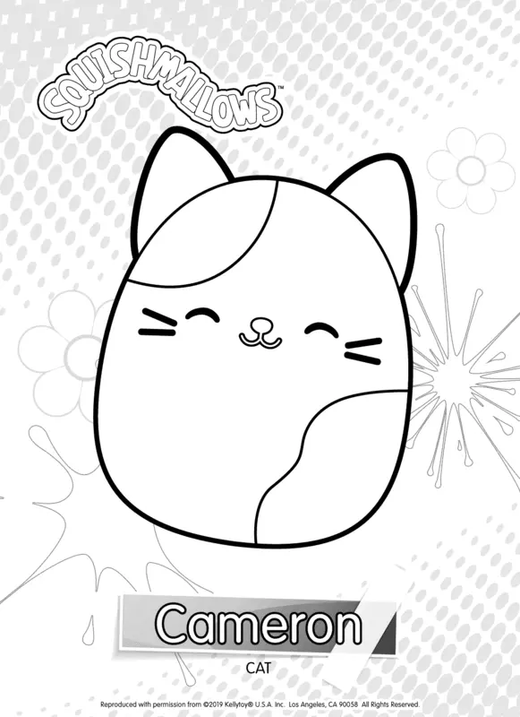Squishmallows Cameron the Cat Coloring Page