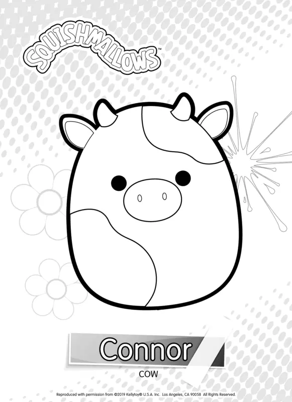 Dibujo para Colorear Squishmallows Connor the Cow