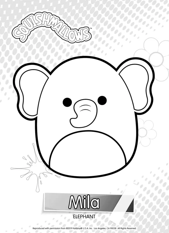 Squishmallows Mila the Elephant Coloring Page