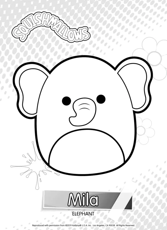 Dibujo para Colorear Squishmallows Mila the Elephant