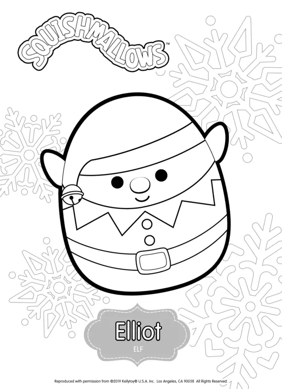 Squishmallows Elliot the Elf Coloring Page
