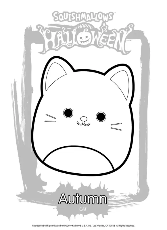 Squishmallows Halloween Autumn the Cat Coloring Page