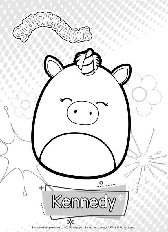Squishmallows Kennedy the Unicorn Coloring Page