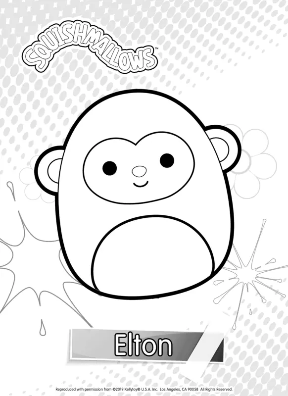 Squishmallows Elton the Monkey Coloring Page