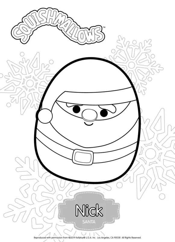 Dibujo para Colorear Squishmallows Nick the Santa